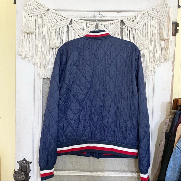 Tommy Hilfiger navy blue quilted puffer bomber style jacket size large poly fill - Picture 3 of 7